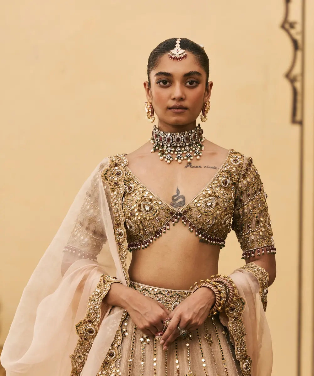 Maang Tika Tissue Lehenga Set