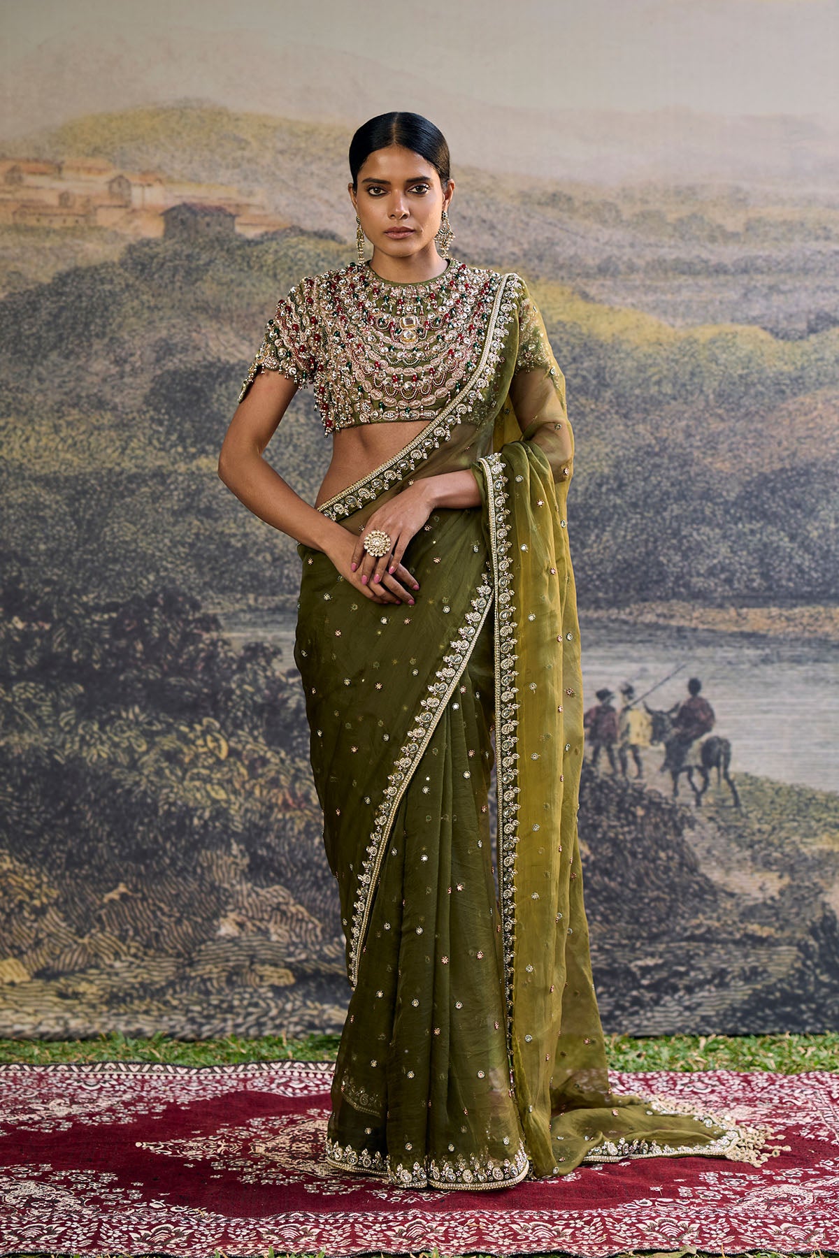 Zoya Jewel Organza Saree Set