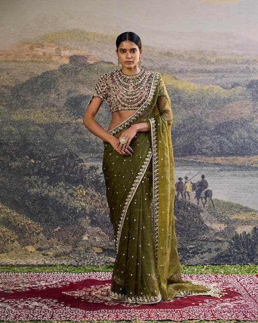 Zoya Jewel Organza Saree Set
