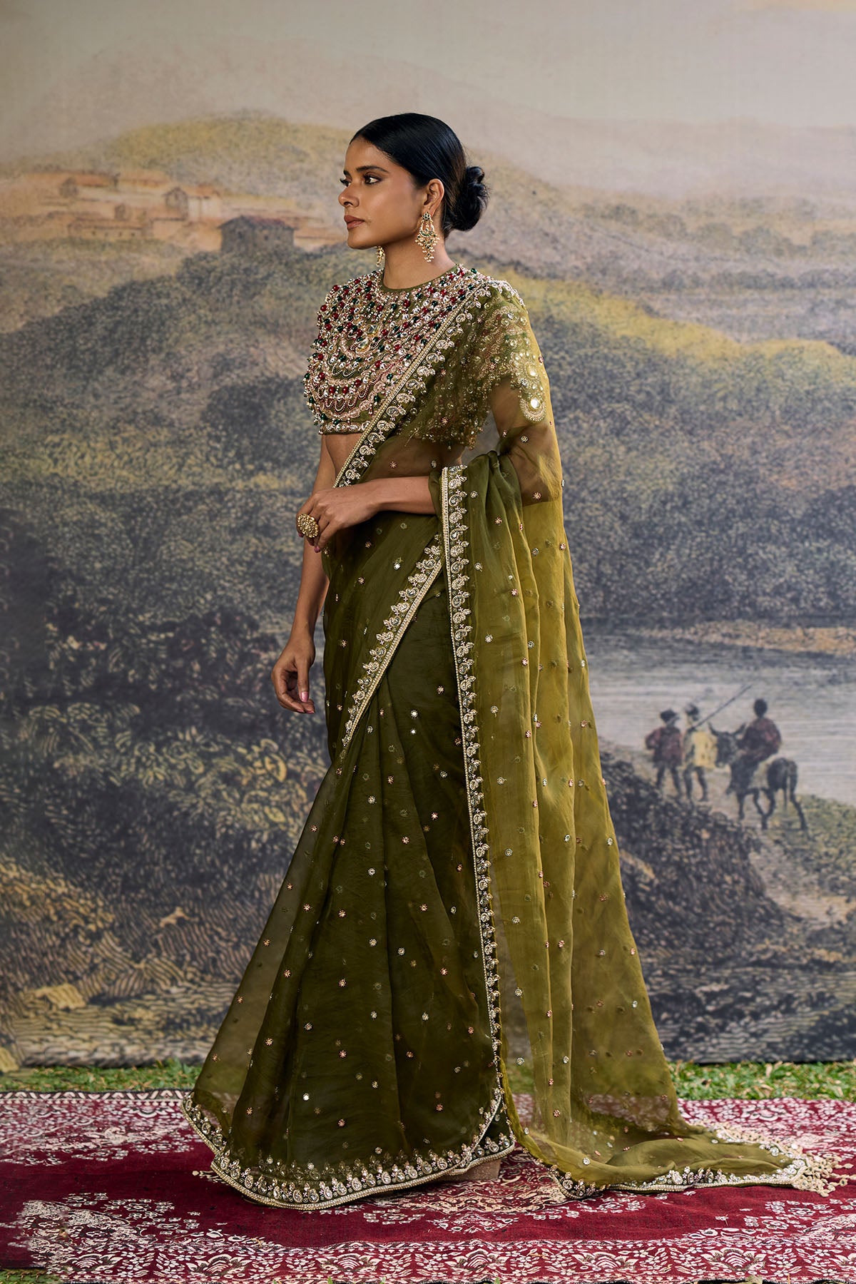 Zoya Jewel Organza Saree Set
