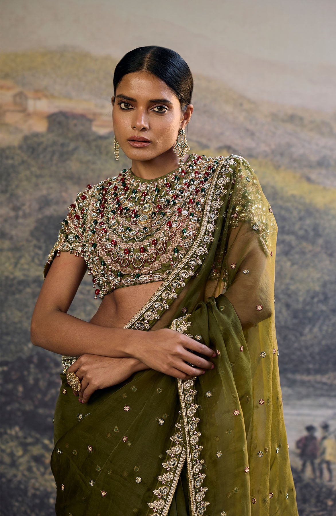 Zoya Jewel Organza Saree Set