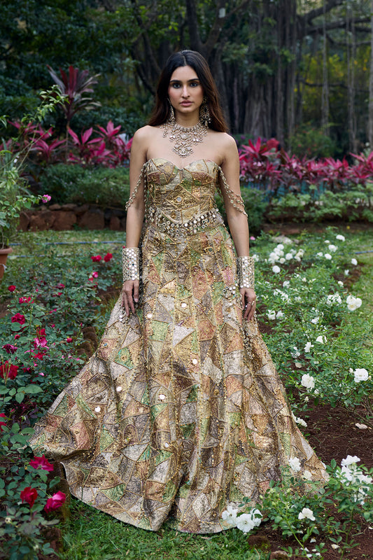 Gulnaar Gota Lehenga Set