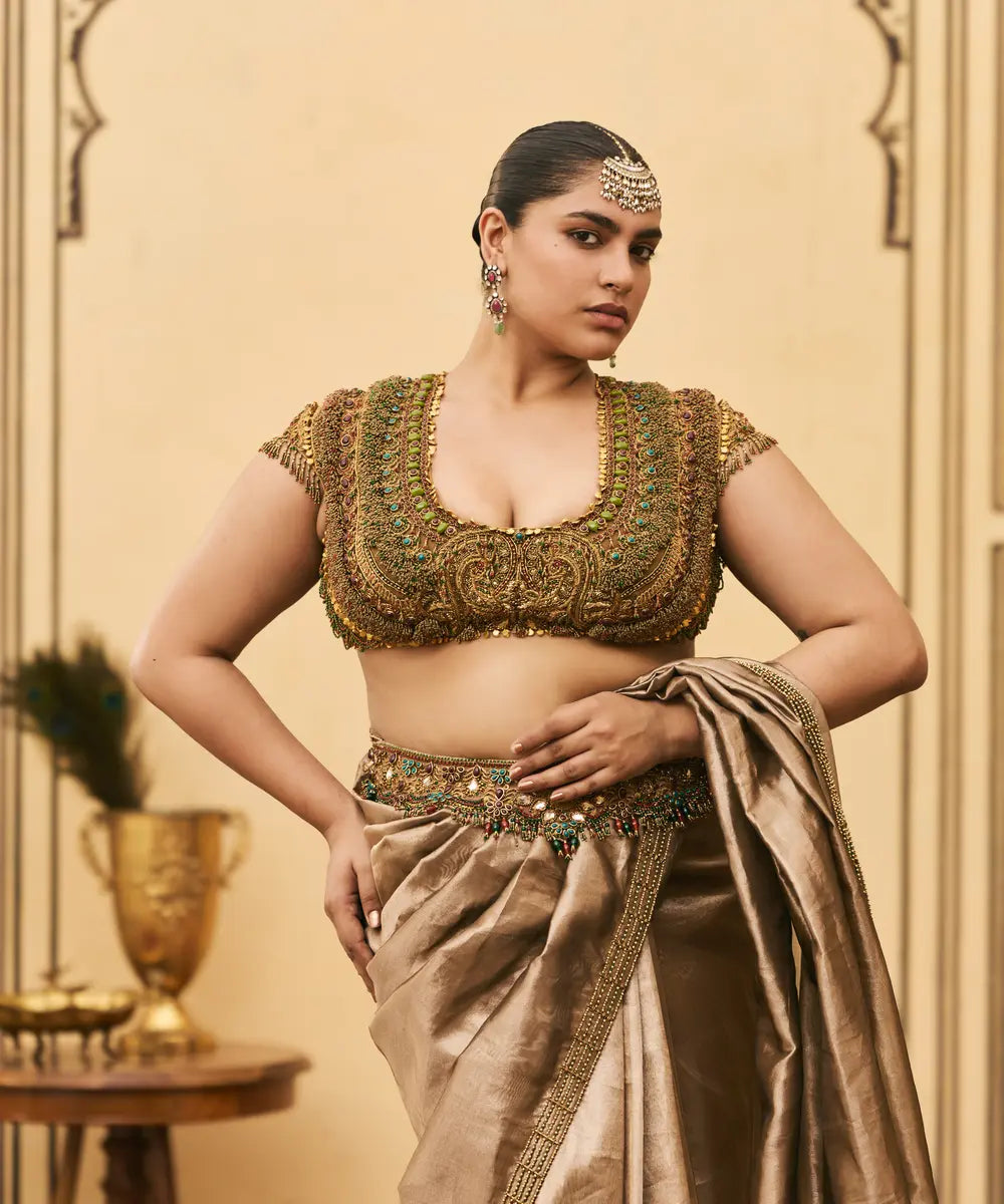 Bhoori Tissue Jadaau Saree Set