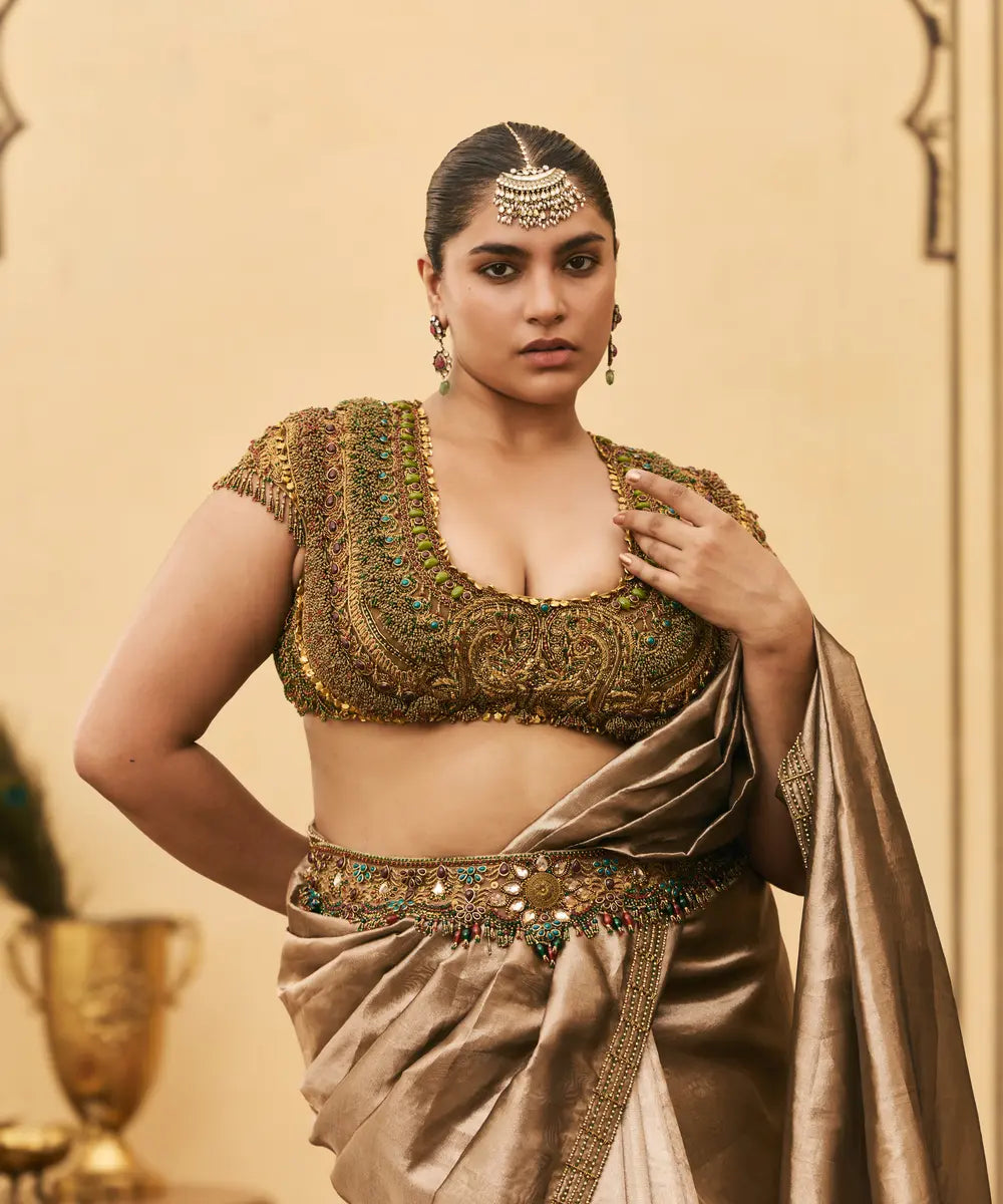 Bhoori Tissue Jadaau Saree Set