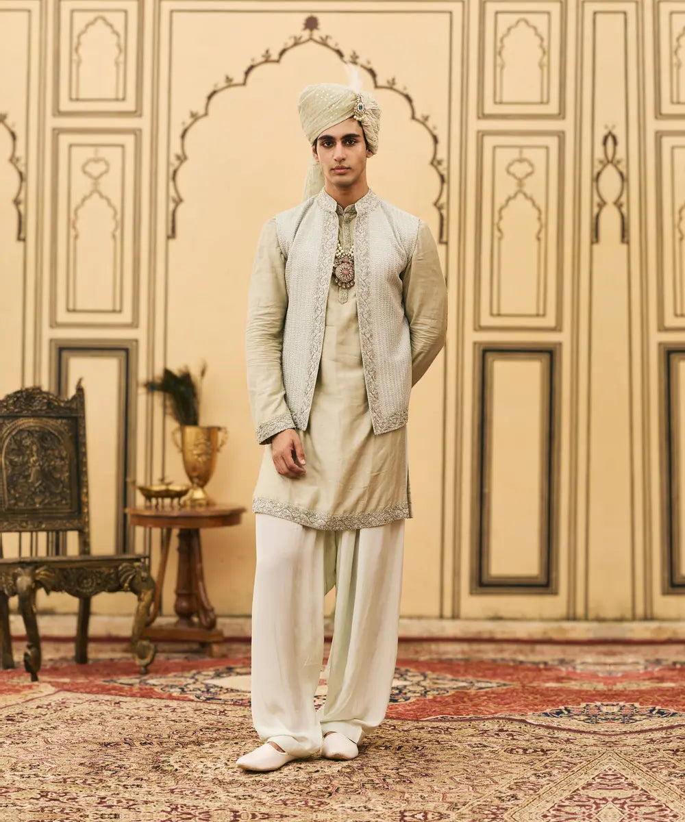 Jalabha Raw Silk Kurta Bundi Set