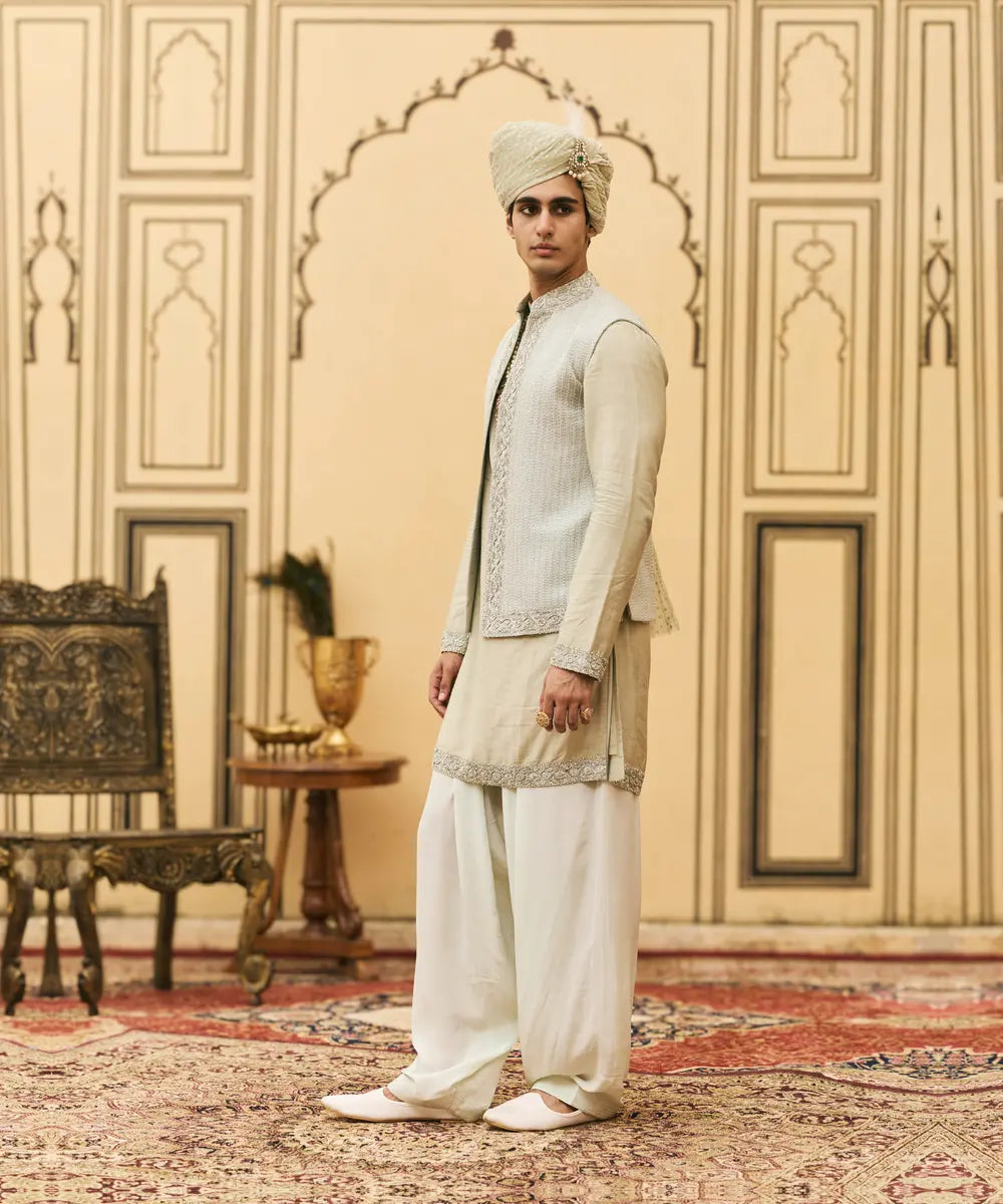 Jalabha Raw Silk Kurta Bundi Set