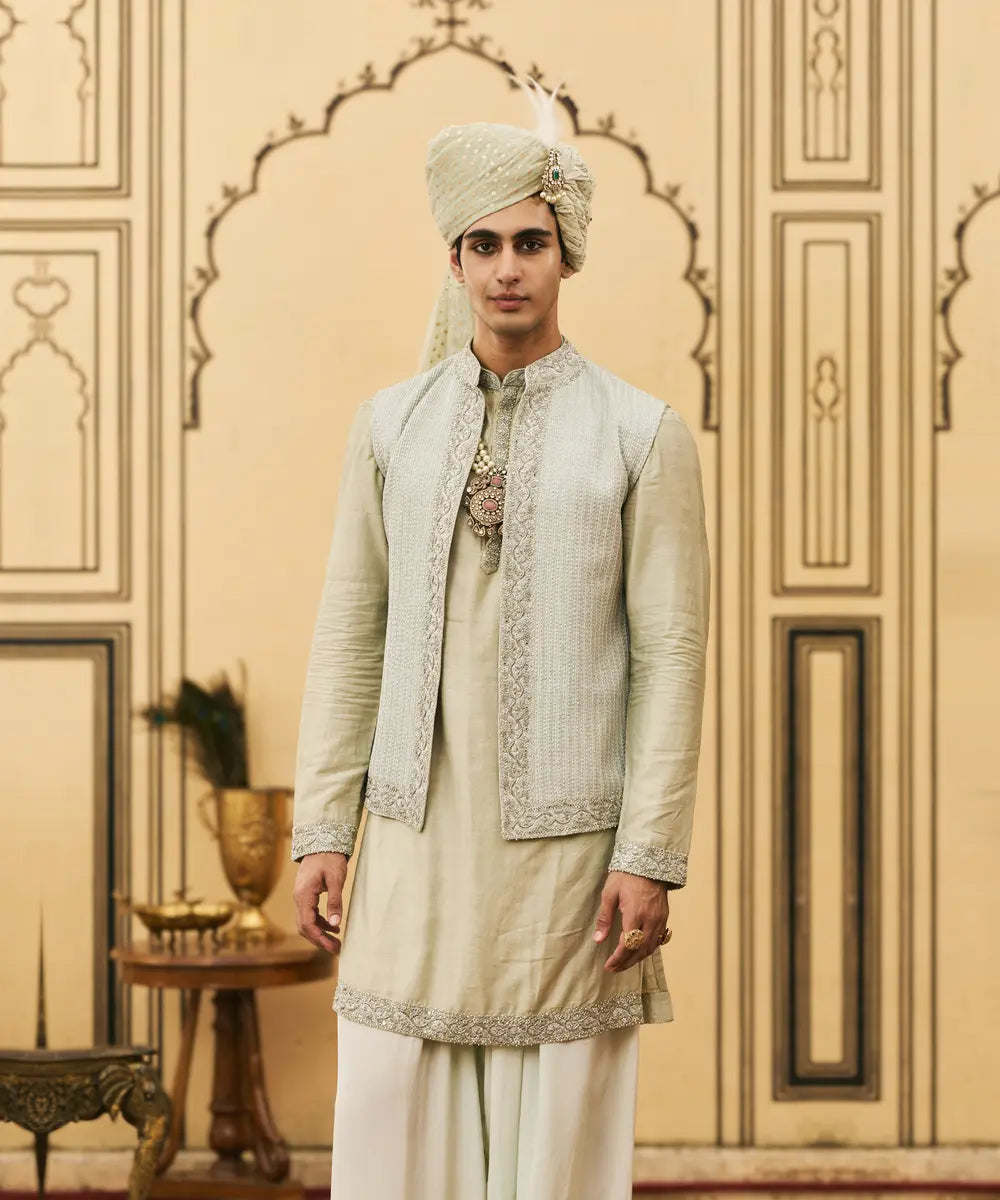 Jalabha Raw Silk Kurta Bundi Set