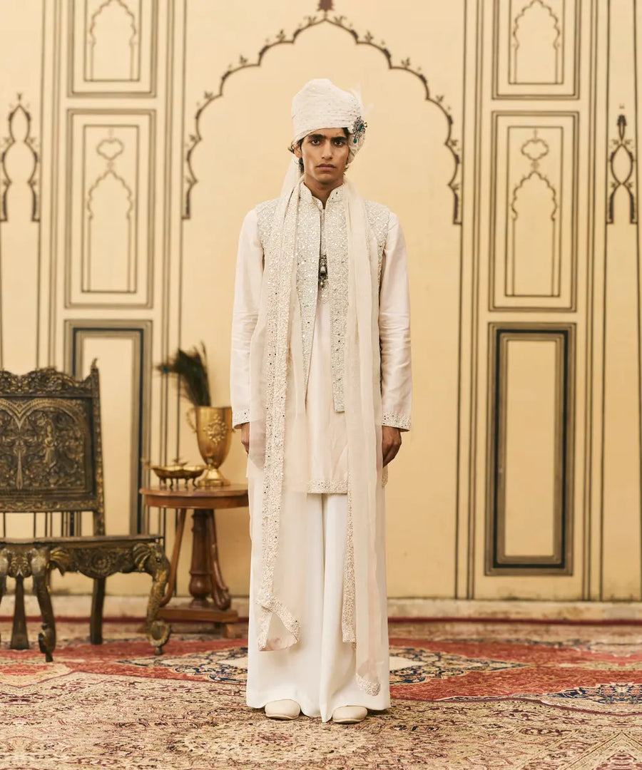 Ivory Chanderi Kurta Set