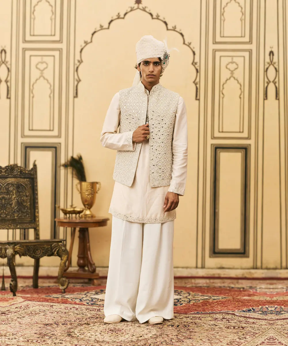 Ivory Chanderi Kurta Set