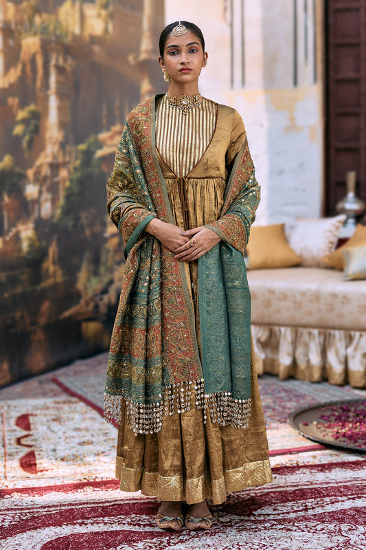 Pitambara Anarkali and Jamawar Shawl Set