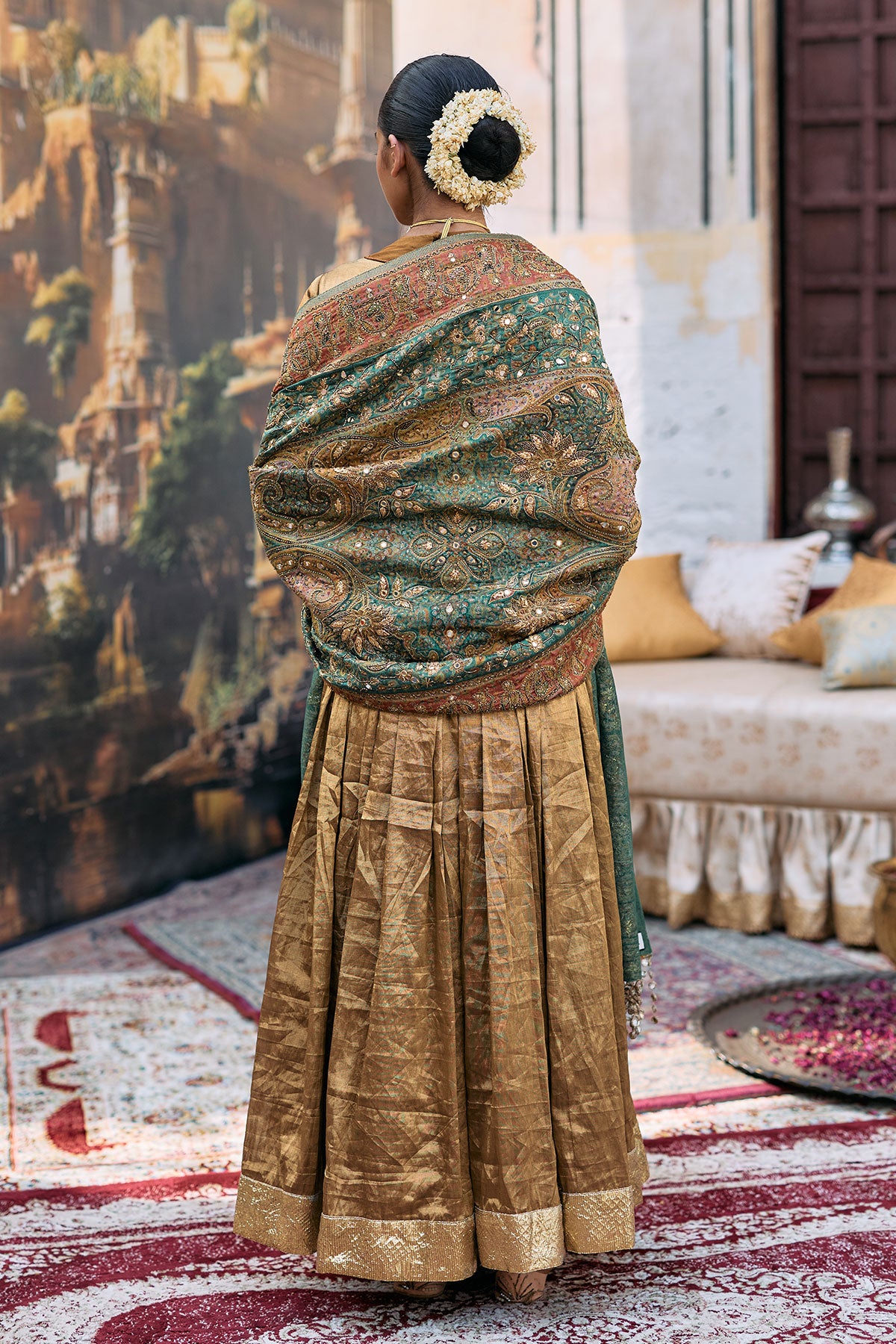 Pitambara Anarkali and Jamawar Shawl Set