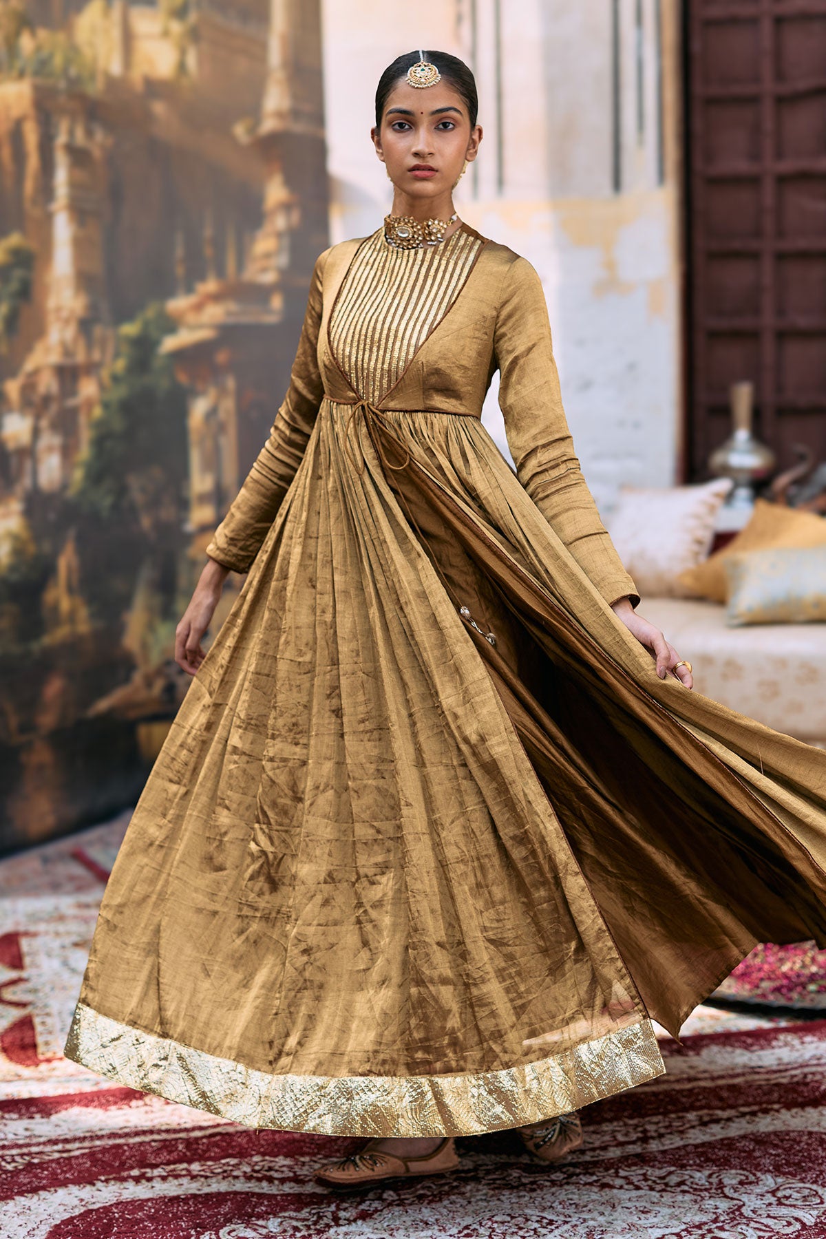 Pitambara Anarkali and Jamawar Shawl Set