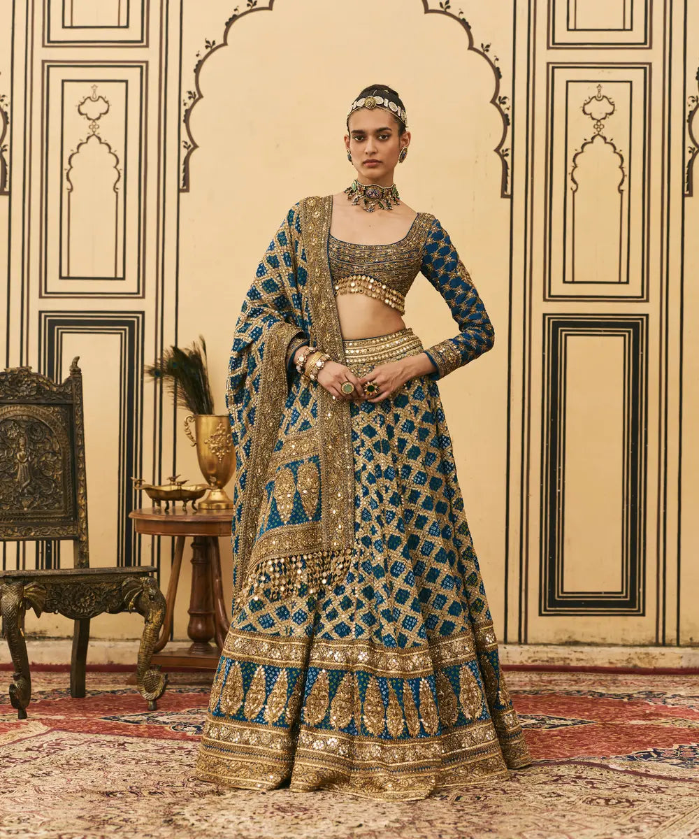 Blue Bandhani Lehenga Set