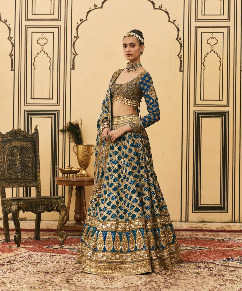 Blue Bandhani Lehenga Set
