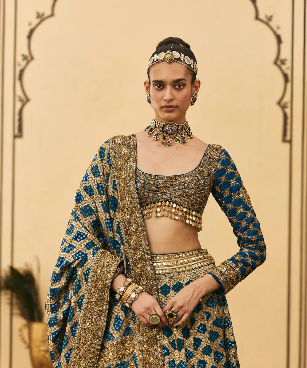 Blue Bandhani Lehenga Set