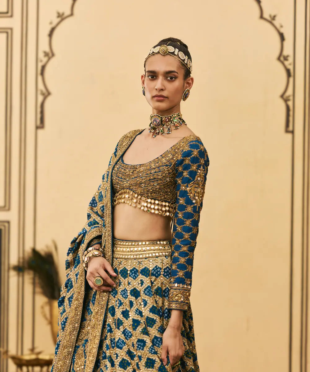 Blue Bandhani Lehenga Set