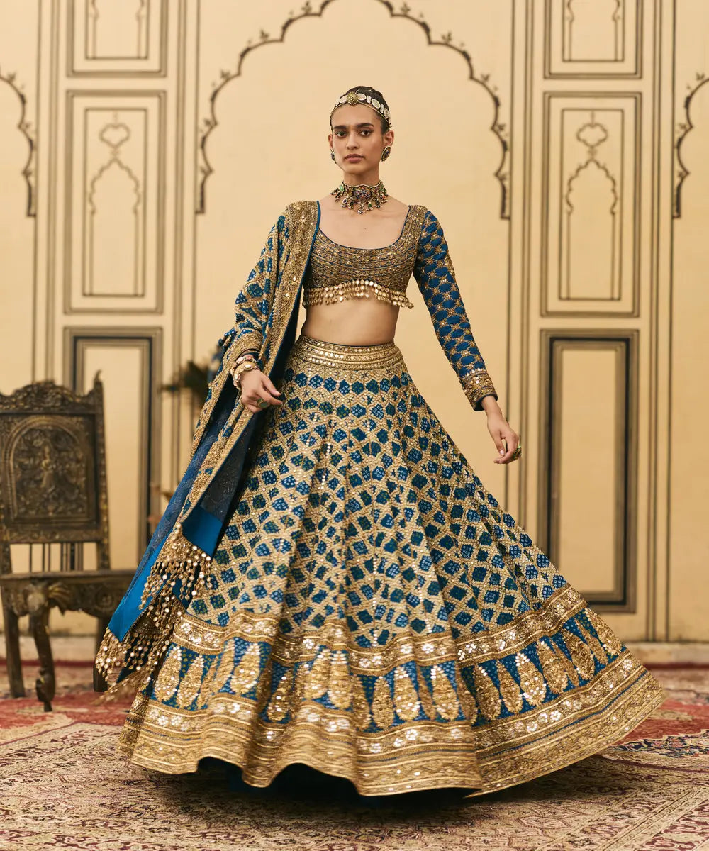 Blue Bandhani Lehenga Set
