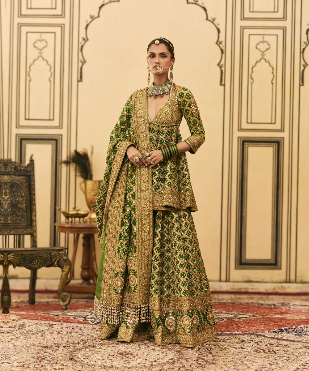 Hara Bandhej Sharara Set