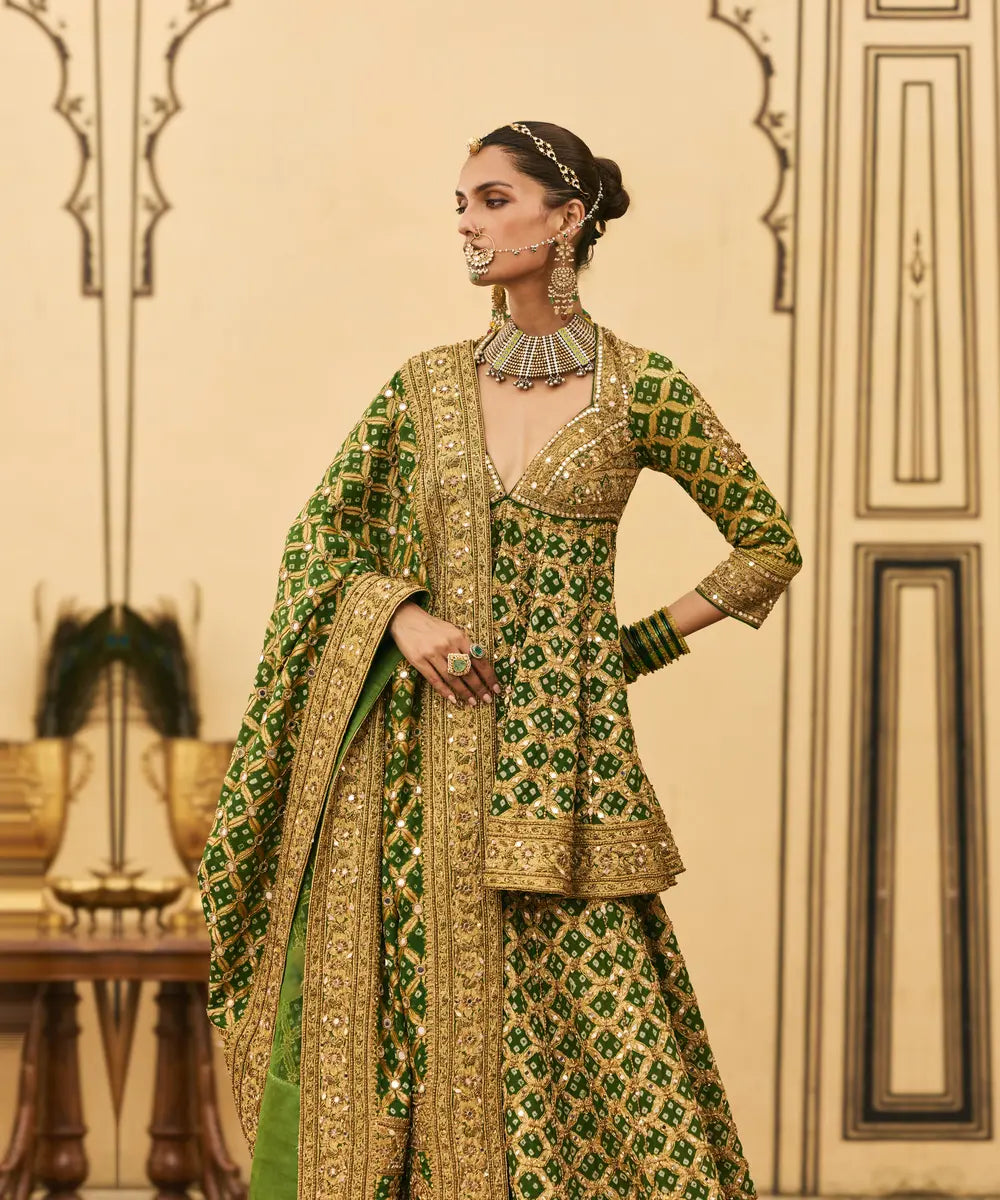 Hara Bandhej Sharara Set