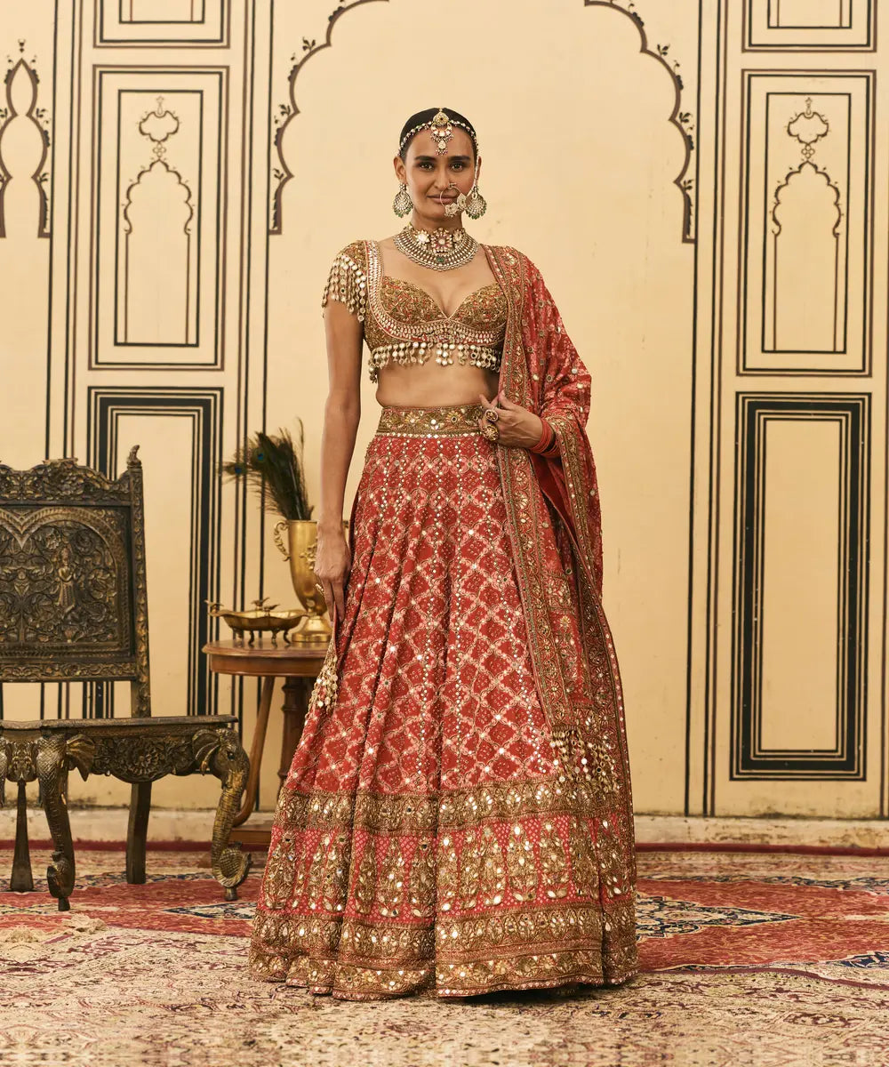 Red Bandhani Lehenga Set