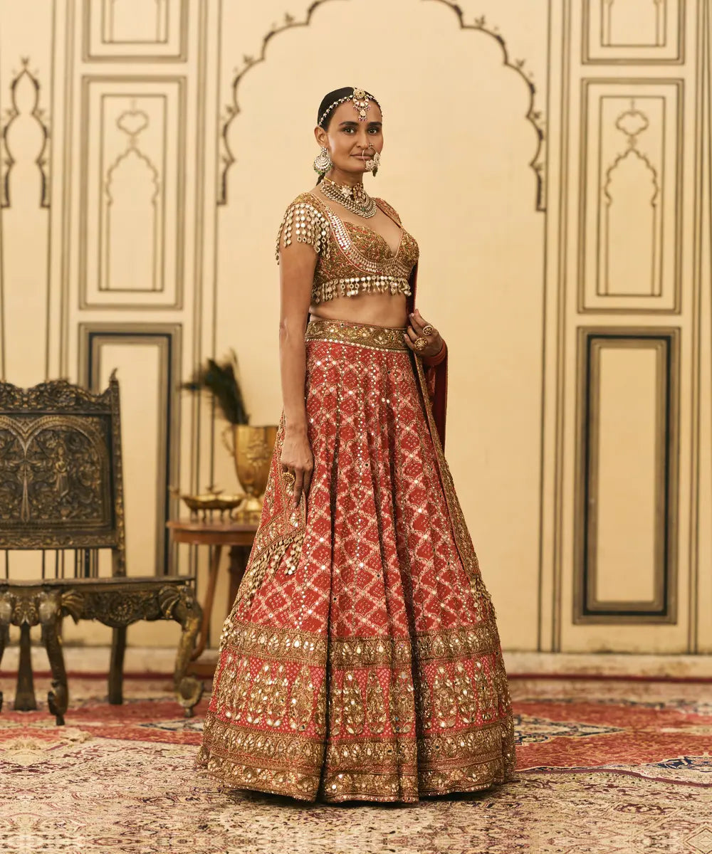 Red Bandhani Lehenga Set