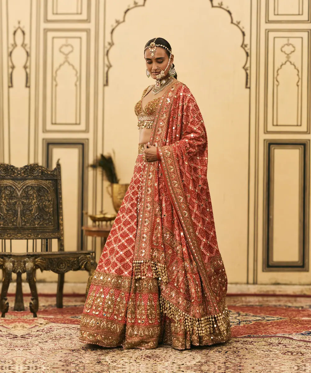Red Bandhani Lehenga Set