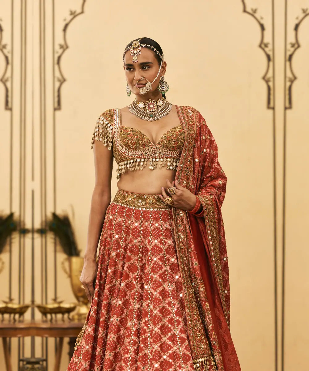 Red Bandhani Lehenga Set