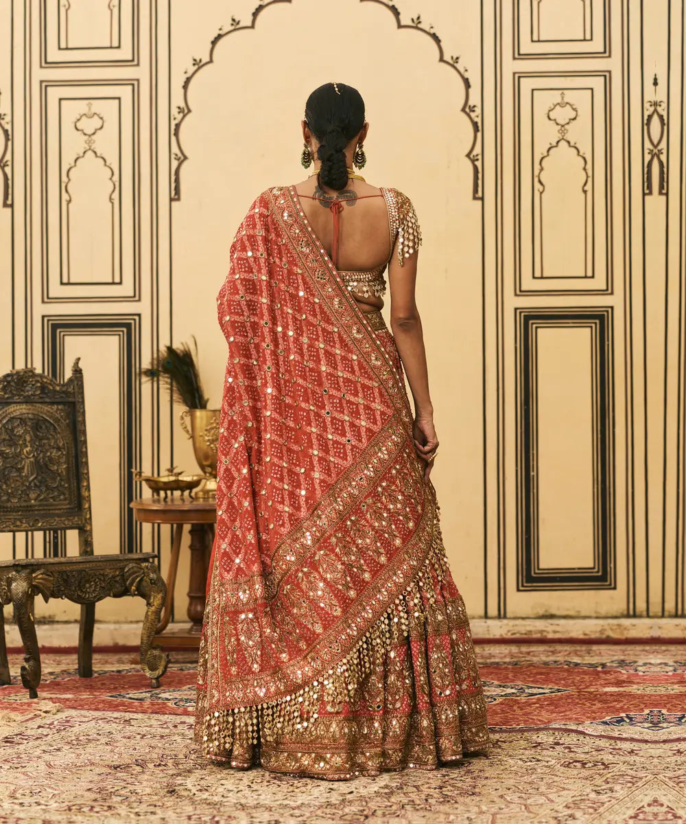 Red Bandhani Lehenga Set
