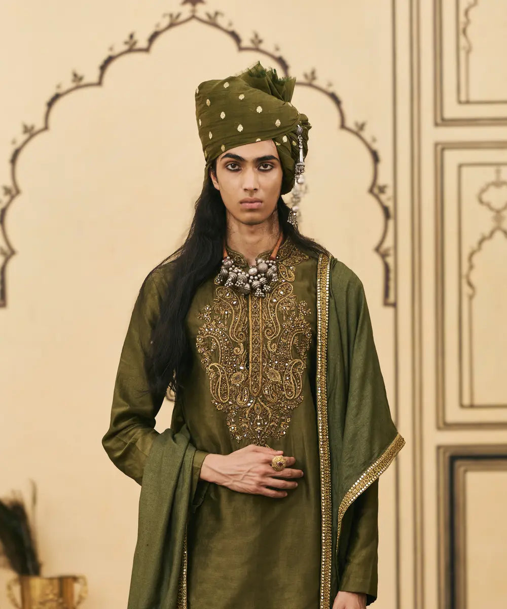 Sabz Chanderi Kurta Set