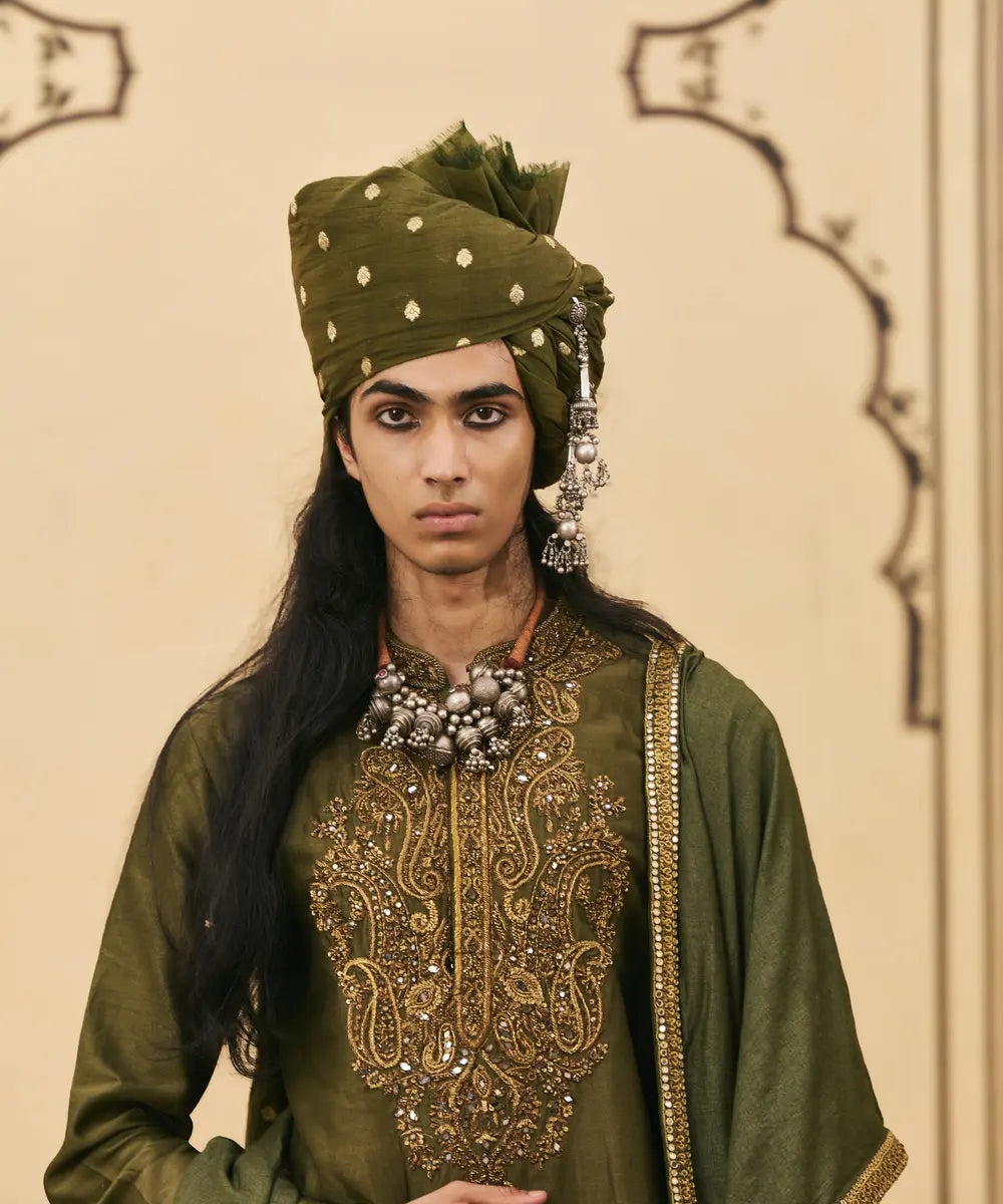 Sabz Chanderi Kurta Set