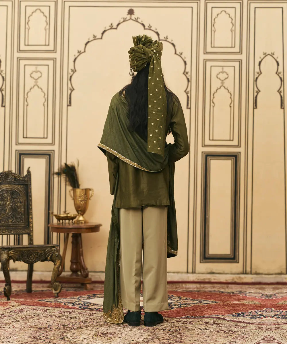 Sabz Chanderi Kurta Set