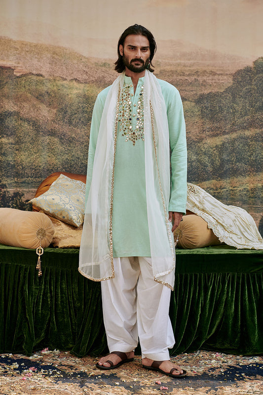 Aasmani Kurta Set and Stole