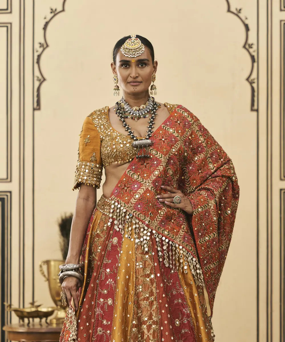 Rangmanch Brocade Phulkari Lehenga Set