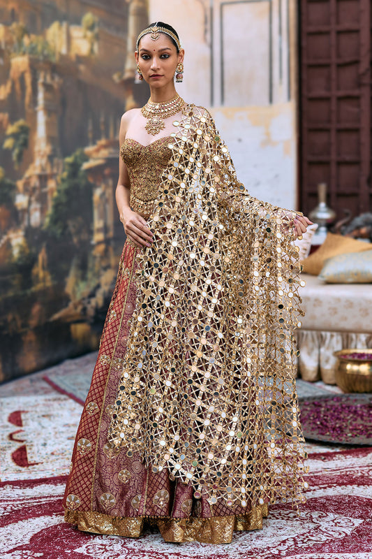 Arunima Lehenga Set with Chhavi Jaal Veil