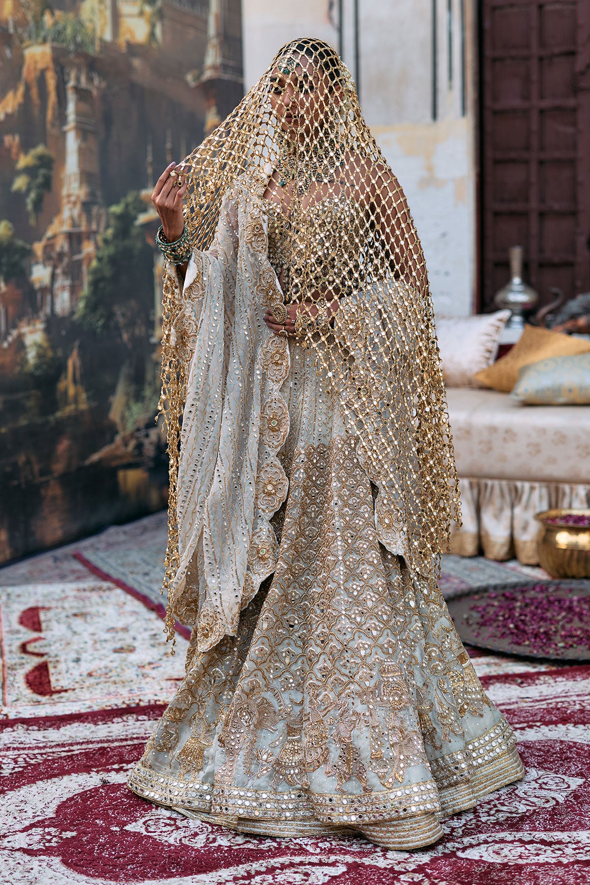 Rajbaraat Lehenga with Sheeshya Veil Set