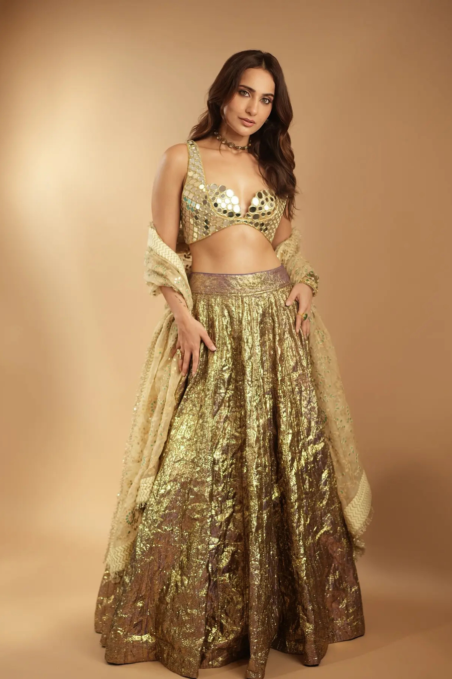 Kusha Kapila in Sheesh Bengani Lehenga Set