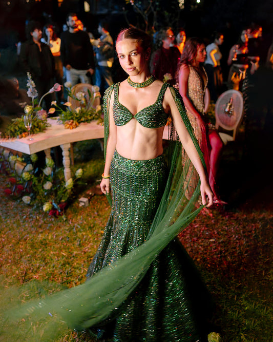 Emerald Élan Lehenga Set