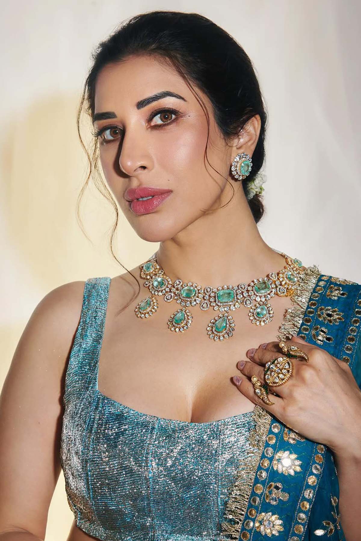 Sophie Choudry in Aasmani Lampi Lehenga