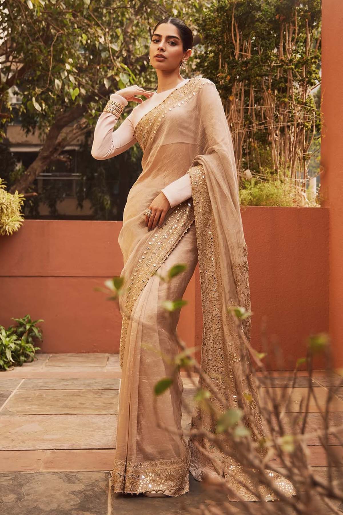 Khushi Kapoor in Gaja Kavya Saree and Row silk blouse