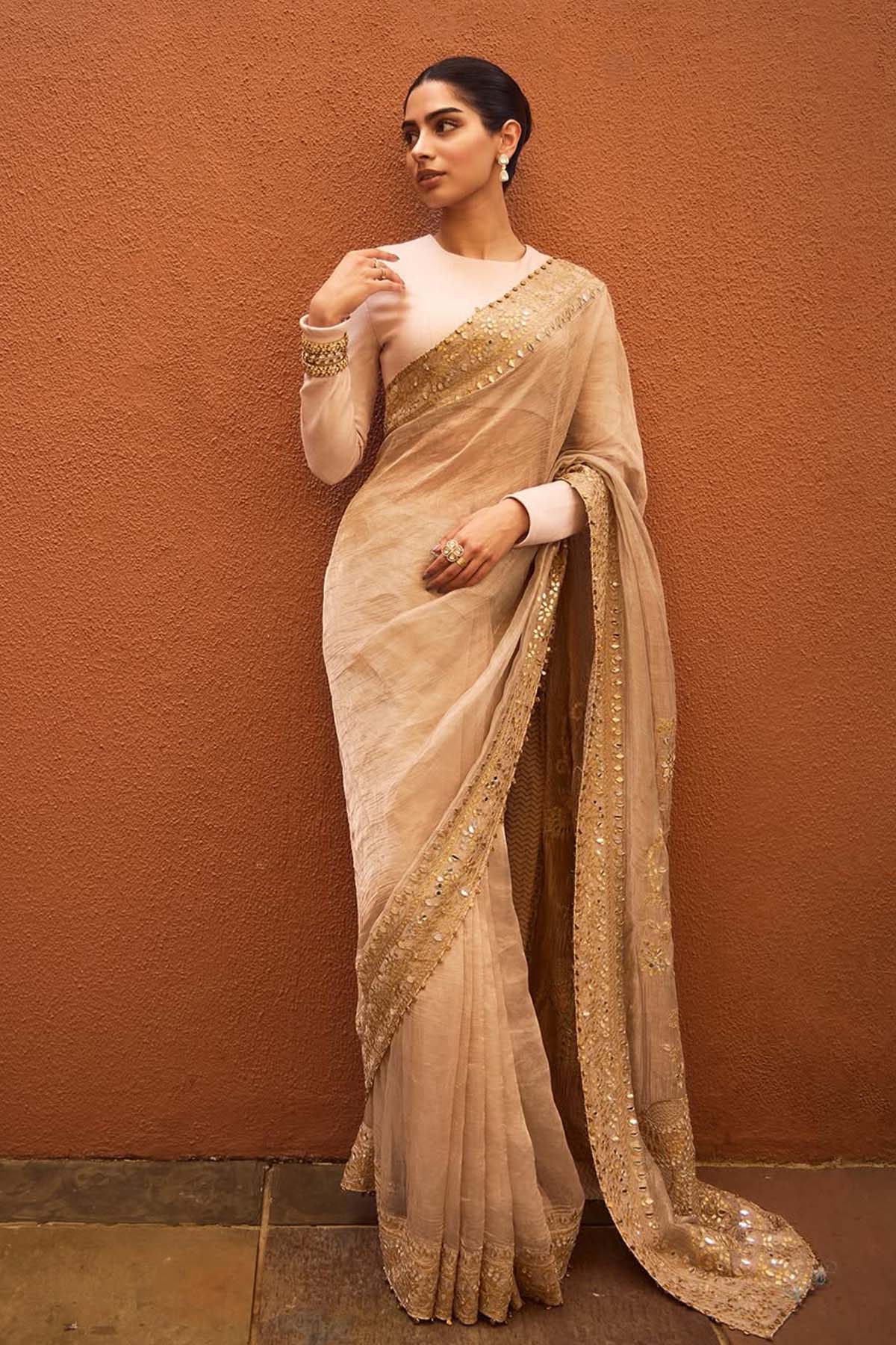 Khushi Kapoor in Gaja Kavya Saree and Row silk blouse