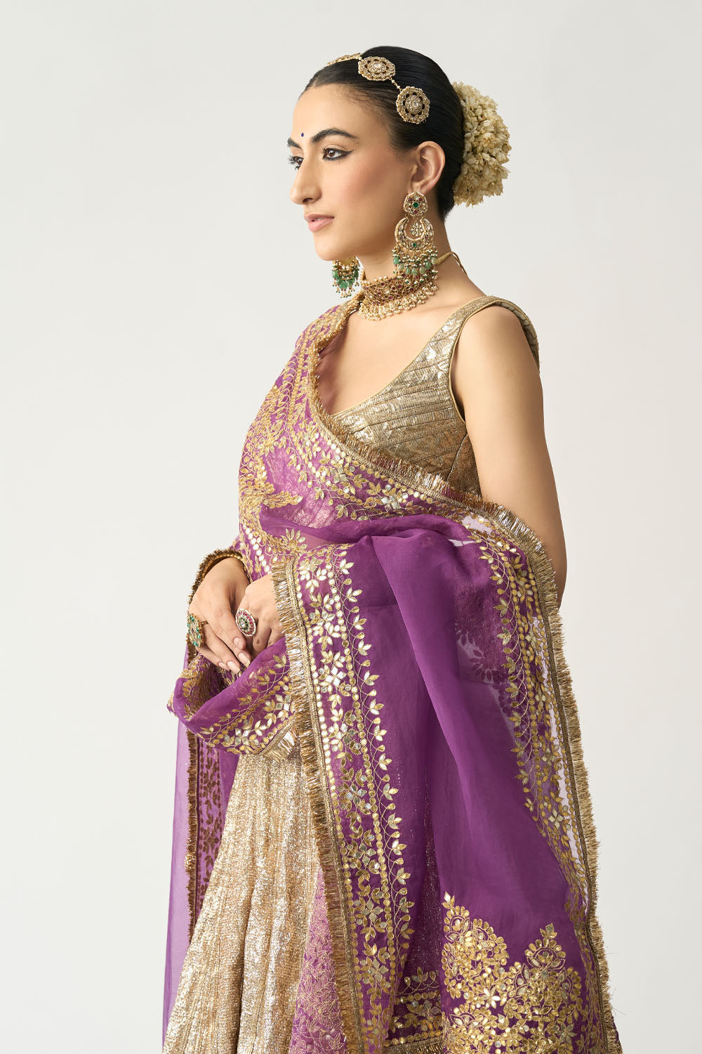 Bengani Dupatta Dhoop Chao Sona Chandi Lehenga Set