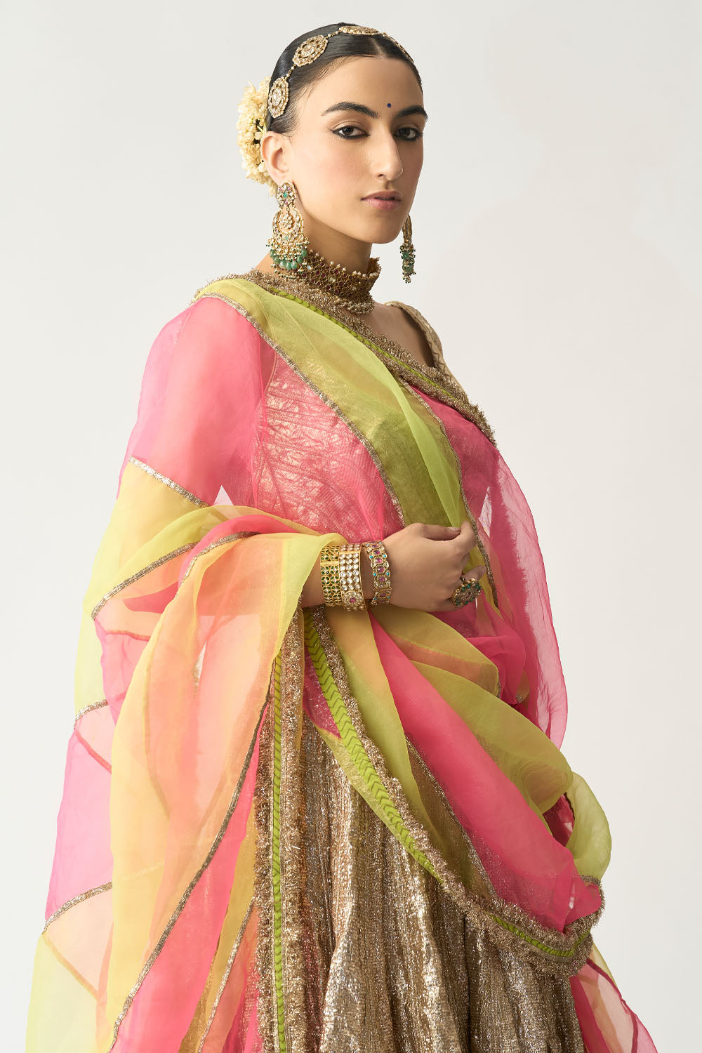 Kashvi Dupatta Dhoop Chao Sona Chandi Lehenga Set